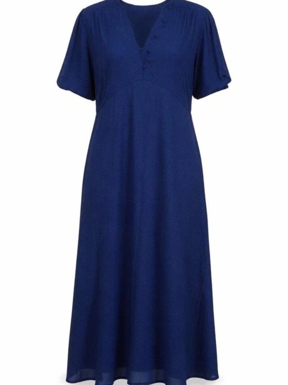 Womens H&M Size 10 UK '' Maxi Dress Blue Polka Dot Long V-Neck Short Sleeve